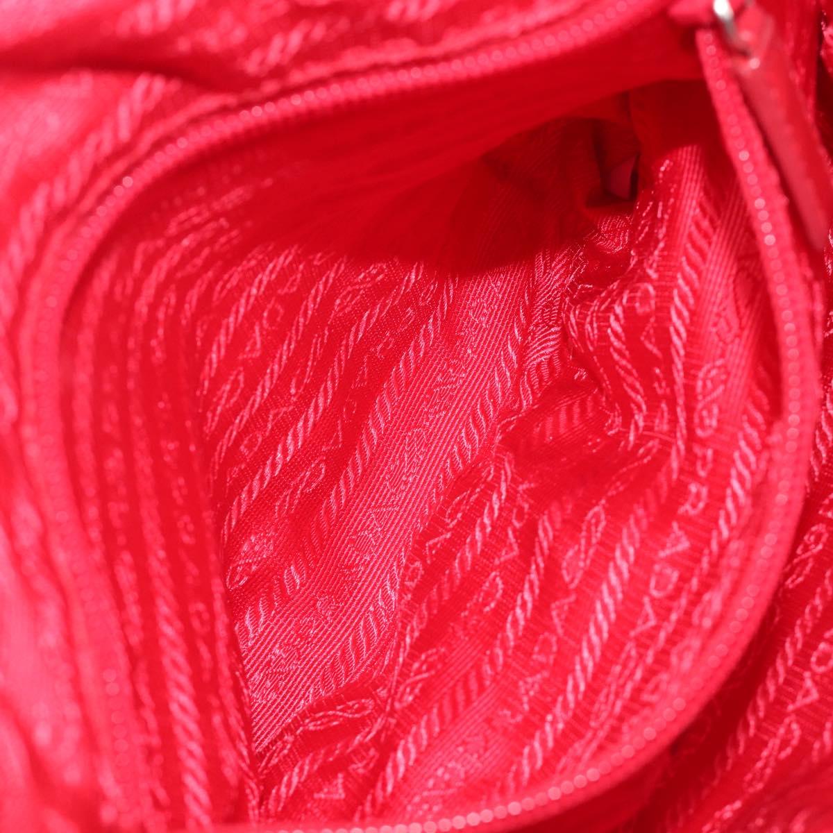 PRADA Shoulder Bag Nylon Red Silver Auth 201440