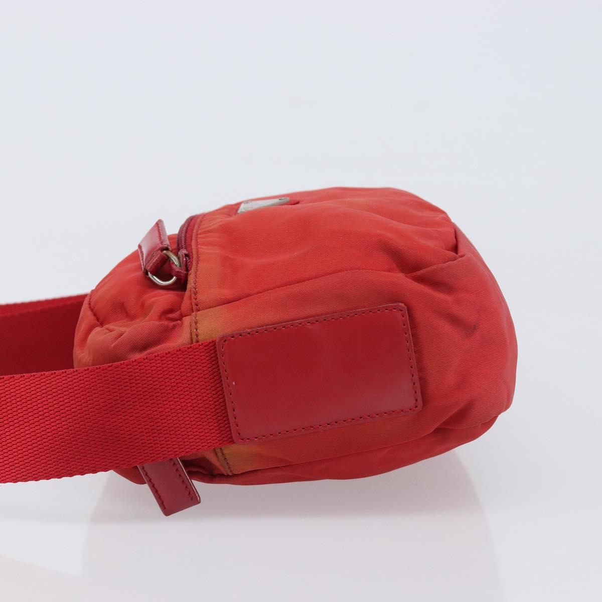 PRADA Shoulder Bag Nylon Red Silver Auth 201440