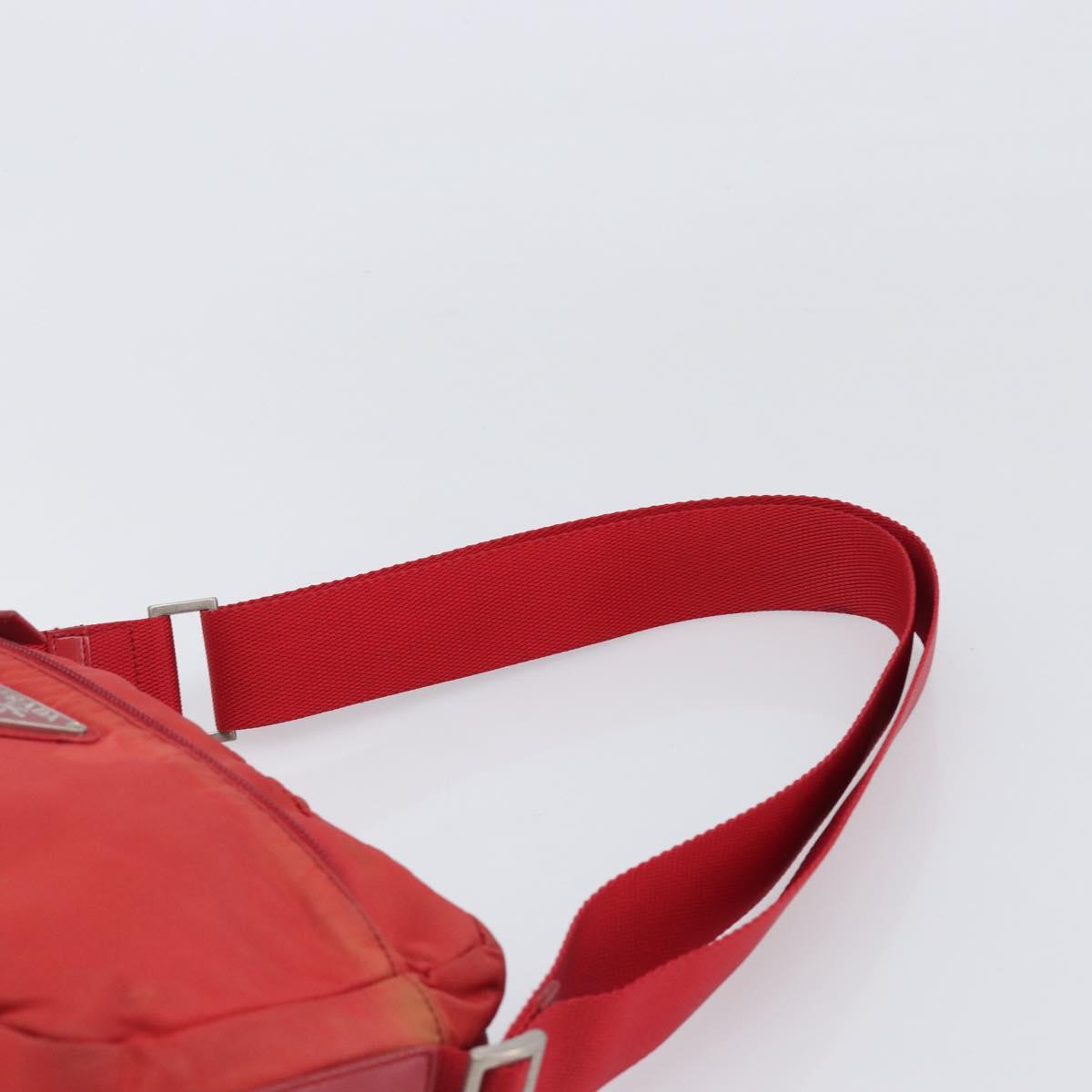 PRADA Shoulder Bag Nylon Red Silver Auth 201440
