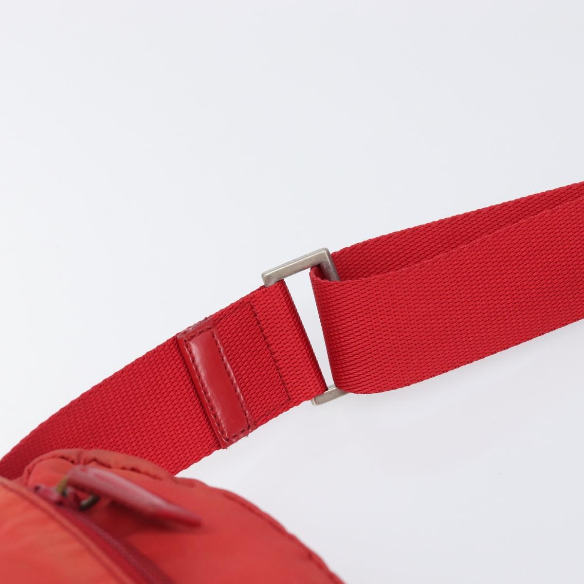 PRADA Shoulder Bag Nylon Red Silver Auth 201440