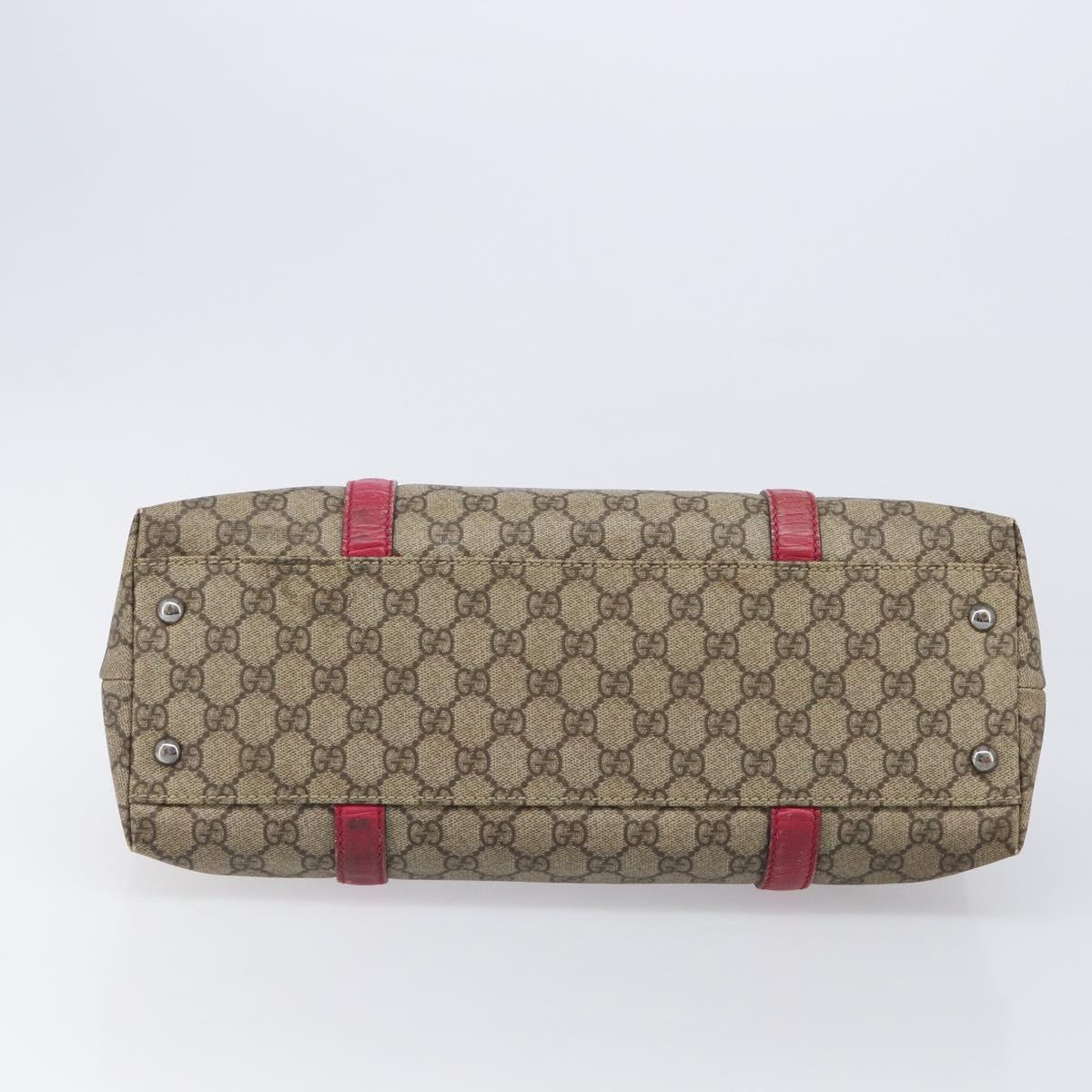 GUCCI GG Supreme Tote Bag PVC Beige Silver 114595 Auth 201444