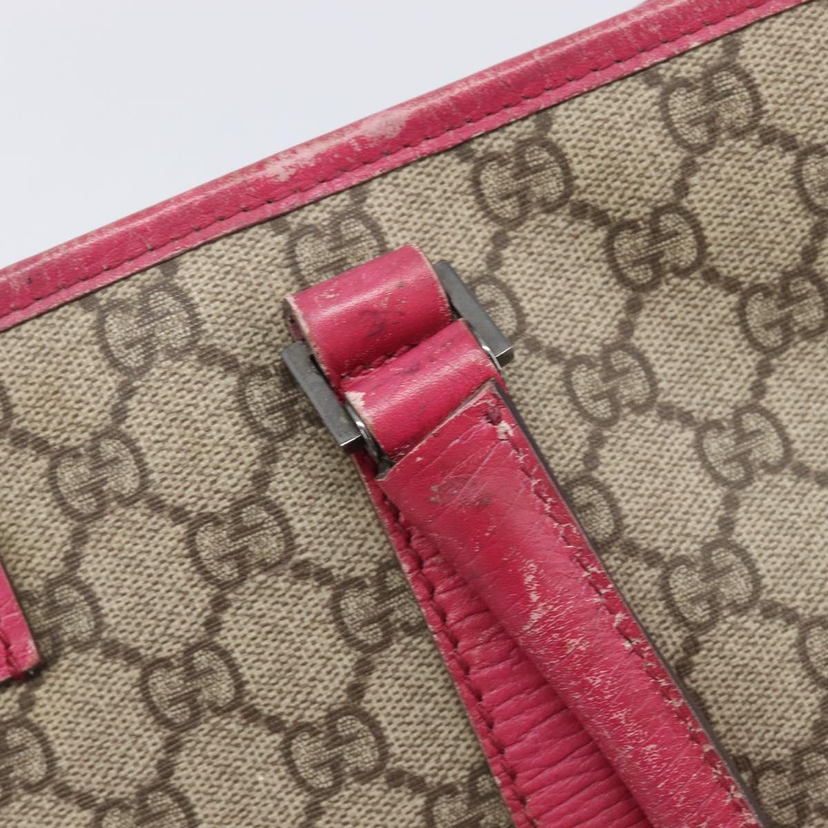 GUCCI GG Supreme Tote Bag PVC Beige Silver 114595 Auth 201444