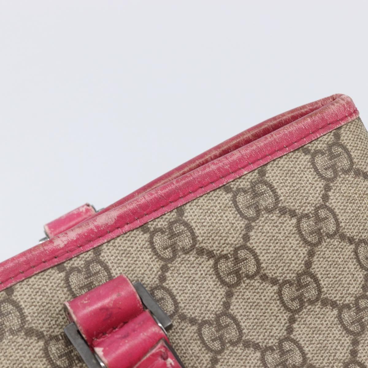 GUCCI GG Supreme Tote Bag PVC Beige Silver 114595 Auth 201444