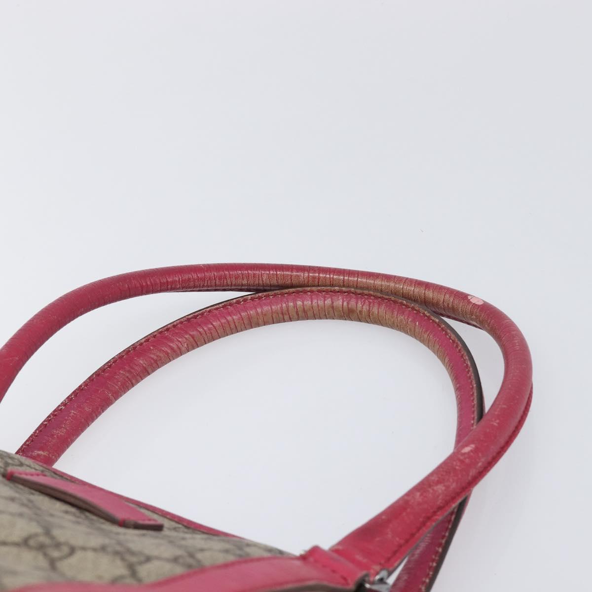 GUCCI GG Supreme Tote Bag PVC Beige Silver 114595 Auth 201444