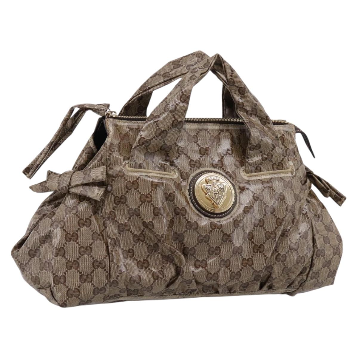 GUCCI GG Crystal Hand Bag Coated Canvas Beige Gold 197020 Auth 201445