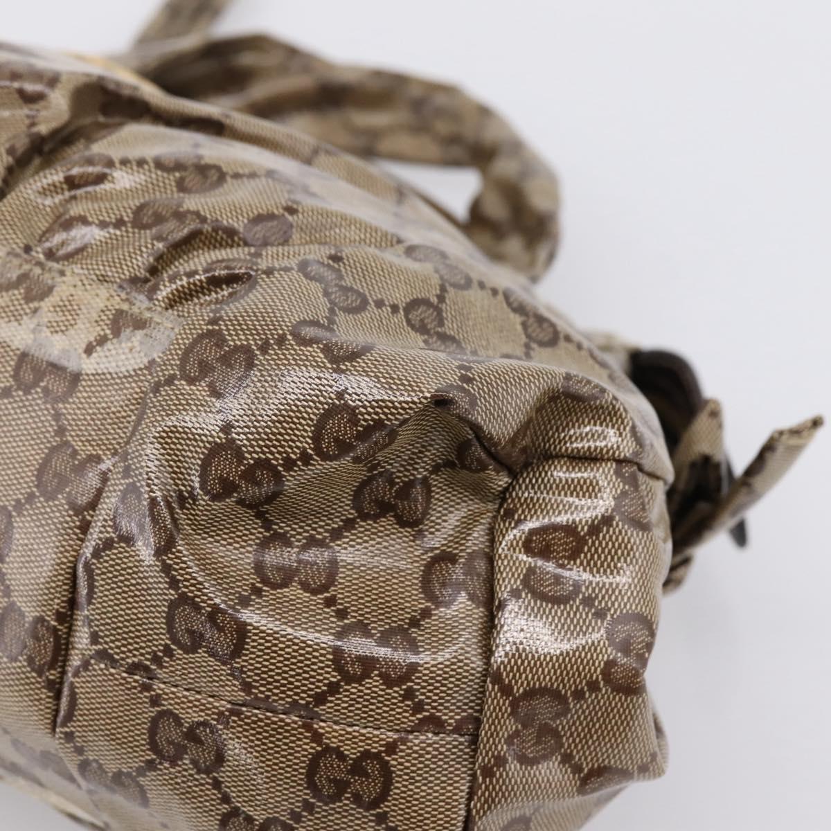 GUCCI GG Crystal Hand Bag Coated Canvas Beige Gold 197020 Auth 201445