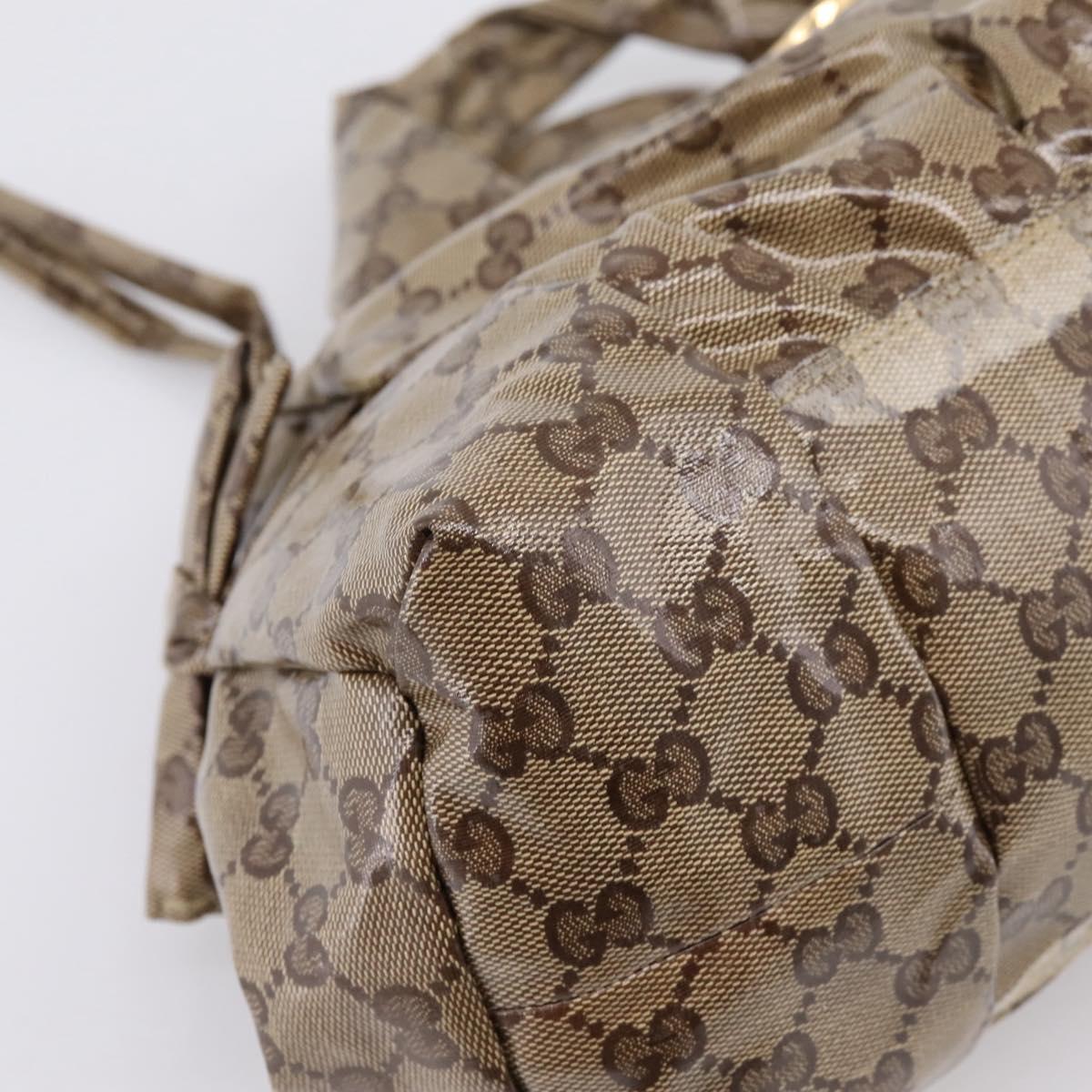 GUCCI GG Crystal Hand Bag Coated Canvas Beige Gold 197020 Auth 201445