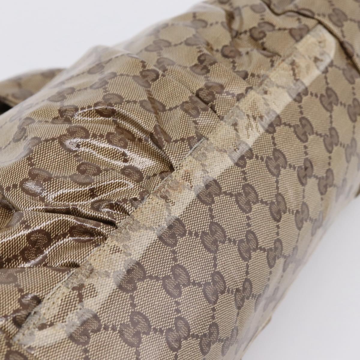 GUCCI GG Crystal Hand Bag Coated Canvas Beige Gold 197020 Auth 201445