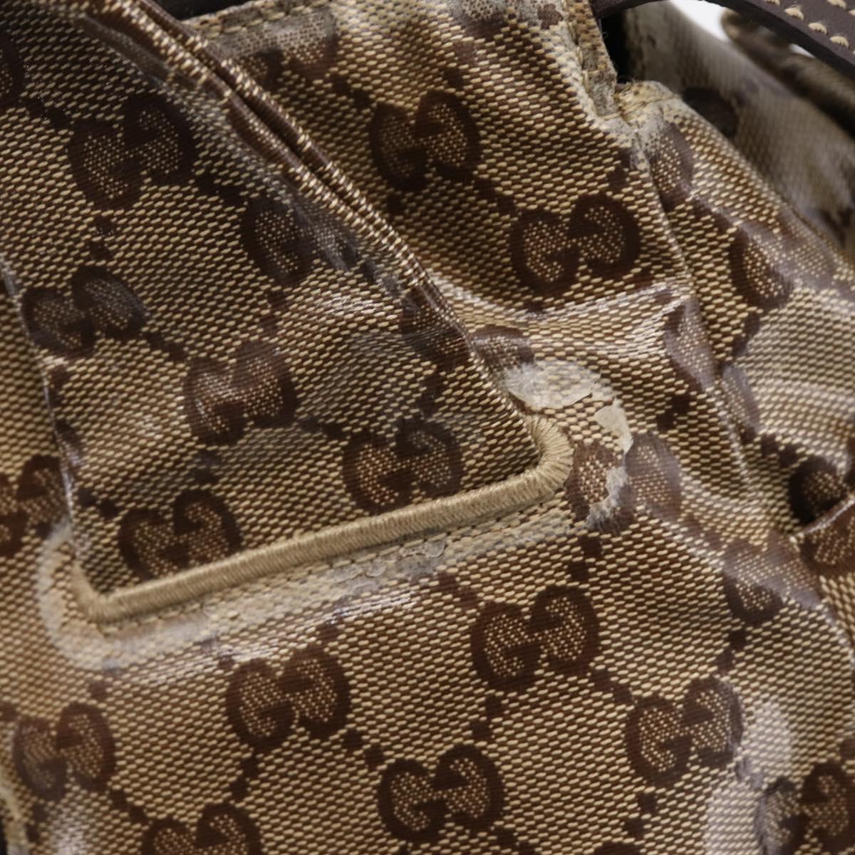 GUCCI GG Crystal Hand Bag Coated Canvas Beige Gold 197020 Auth 201445