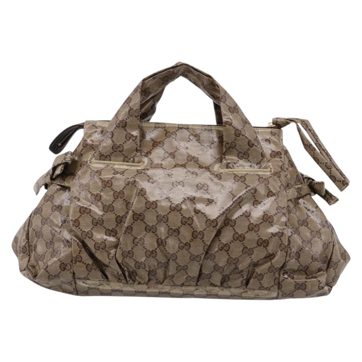 GUCCI GG Crystal Hand Bag Coated Canvas Beige Gold 197020 Auth 201445