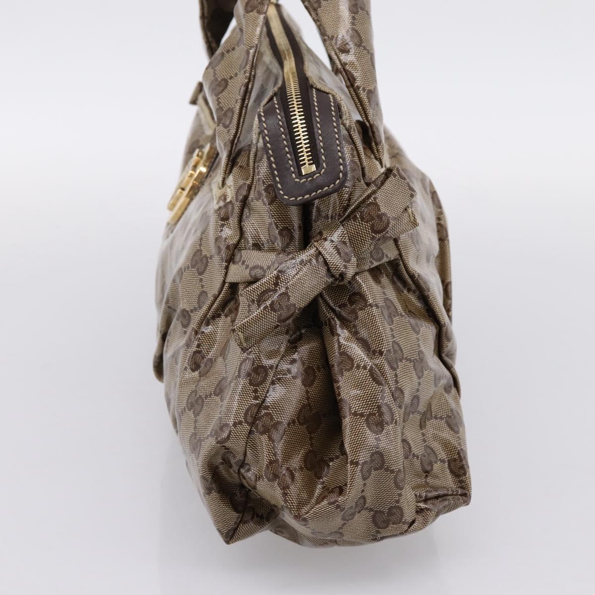 GUCCI GG Crystal Hand Bag Coated Canvas Beige Gold 197020 Auth 201445