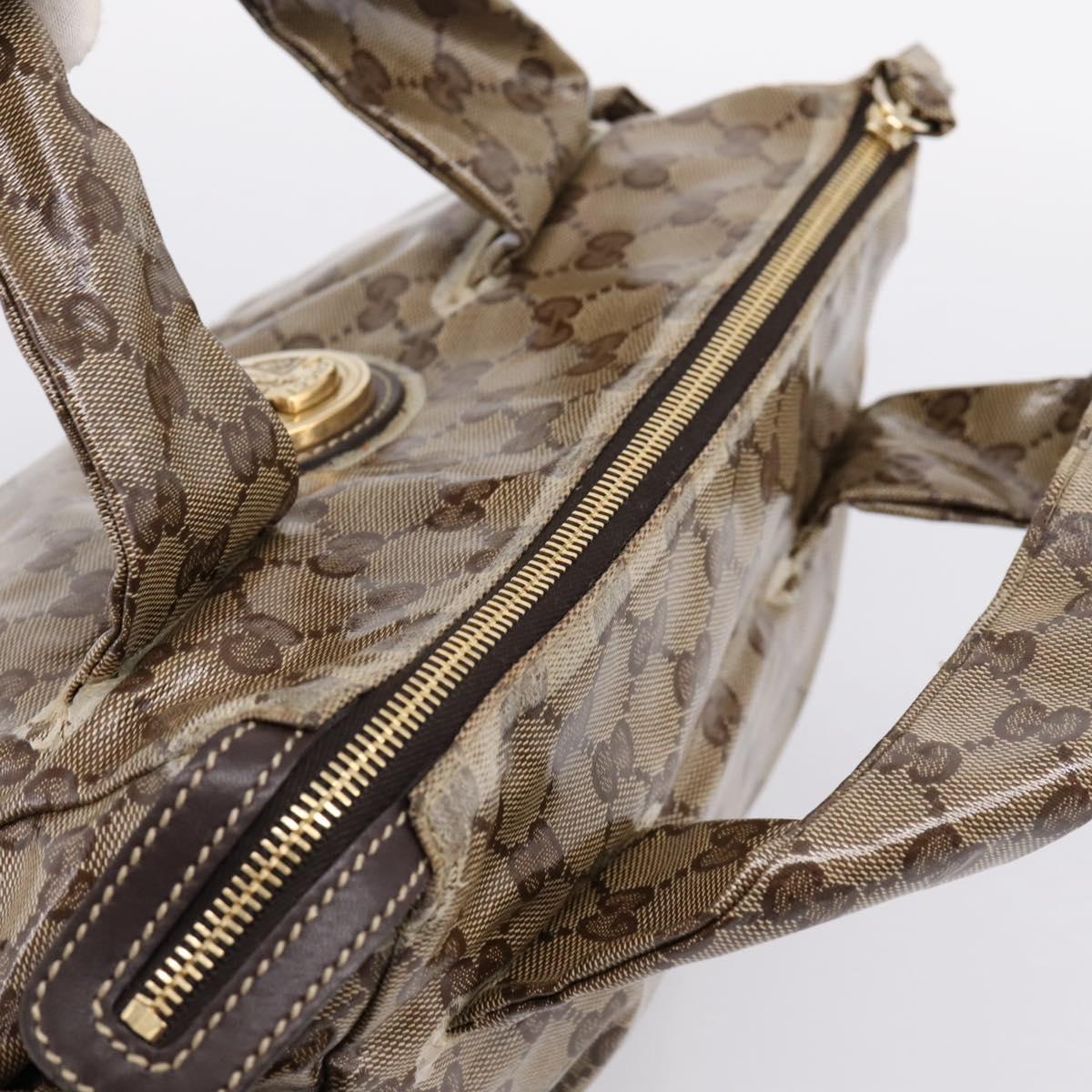 GUCCI GG Crystal Hand Bag Coated Canvas Beige Gold 197020 Auth 201445