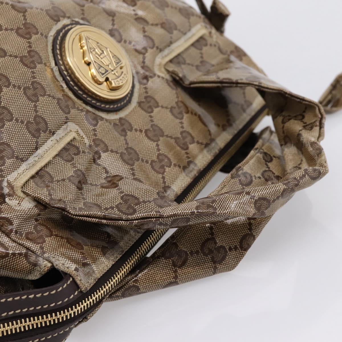 GUCCI GG Crystal Hand Bag Coated Canvas Beige Gold 197020 Auth 201445
