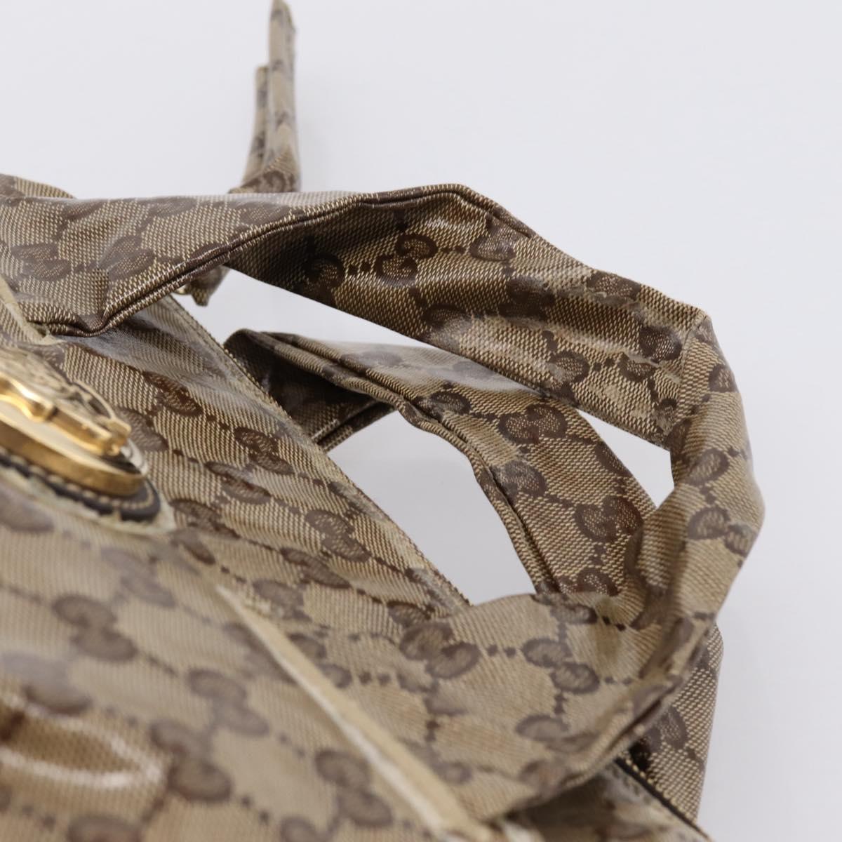 GUCCI GG Crystal Hand Bag Coated Canvas Beige Gold 197020 Auth 201445
