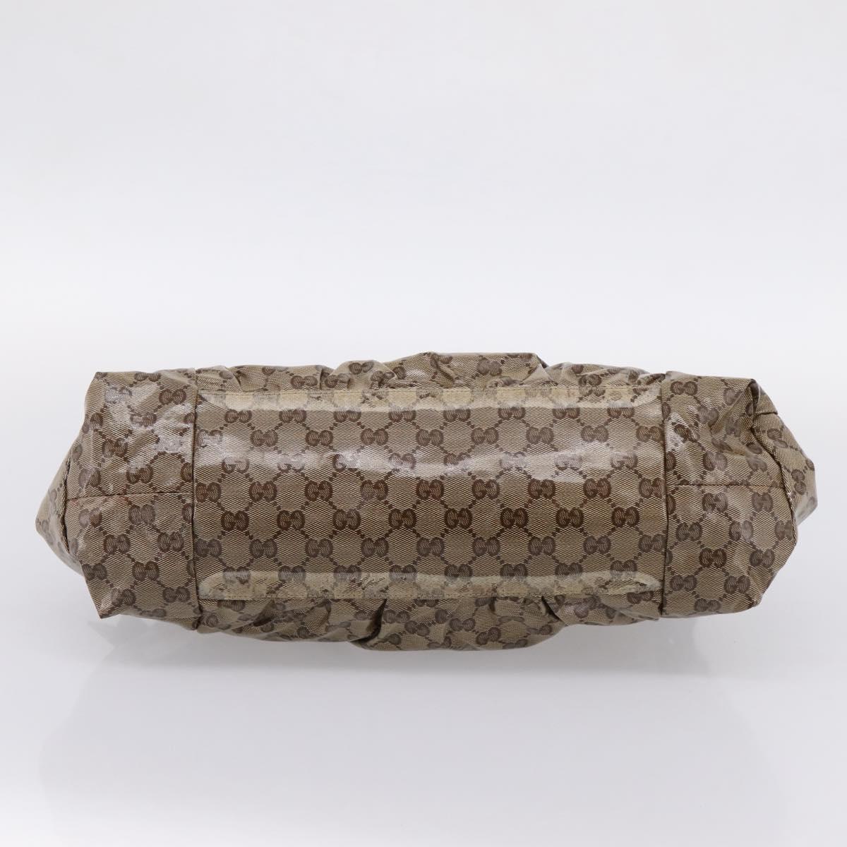 GUCCI GG Crystal Hand Bag Coated Canvas Beige Gold 197020 Auth 201445