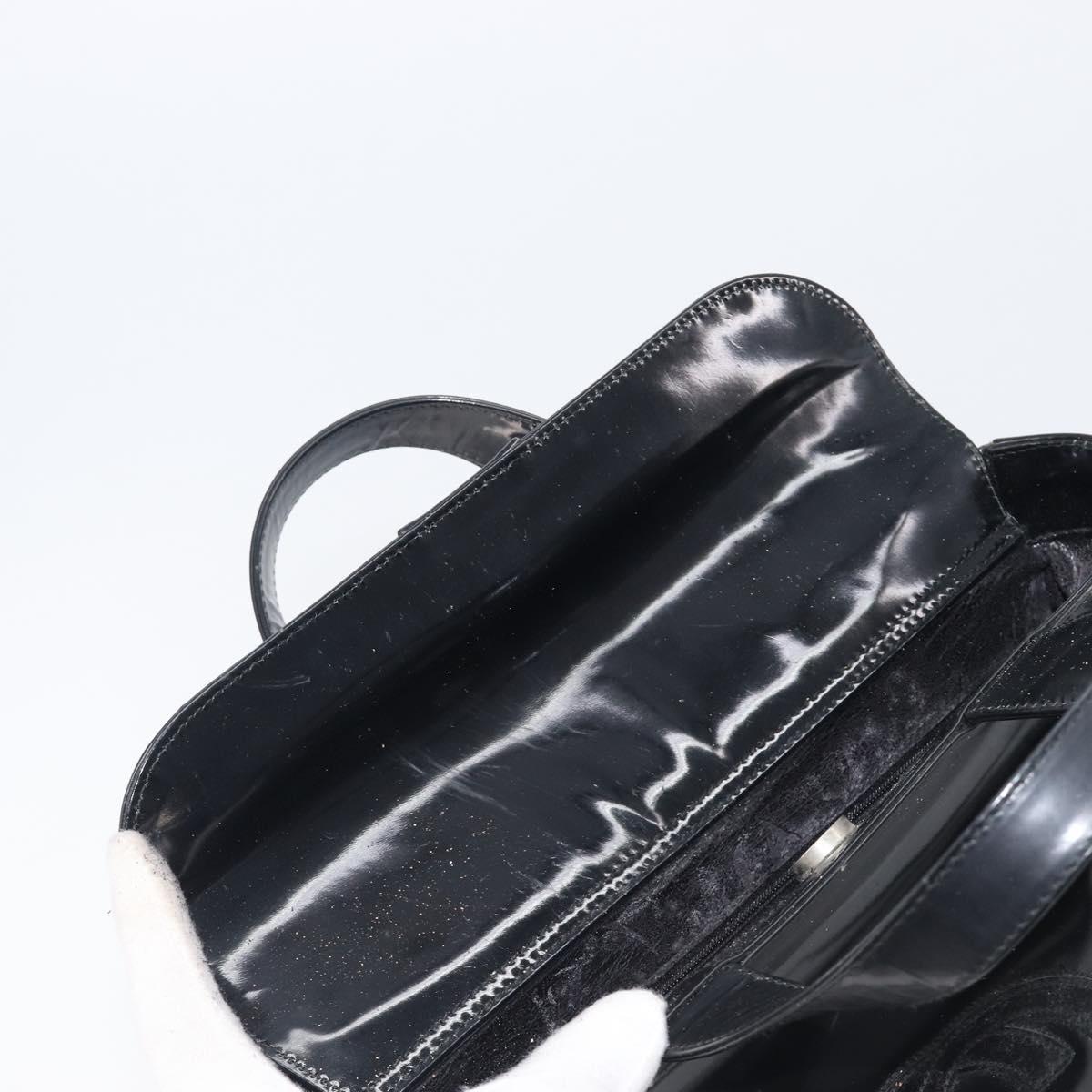 GUCCI Hand Bag Patent Leather 2way Black Silver 000 1013 0504 Auth 201452
