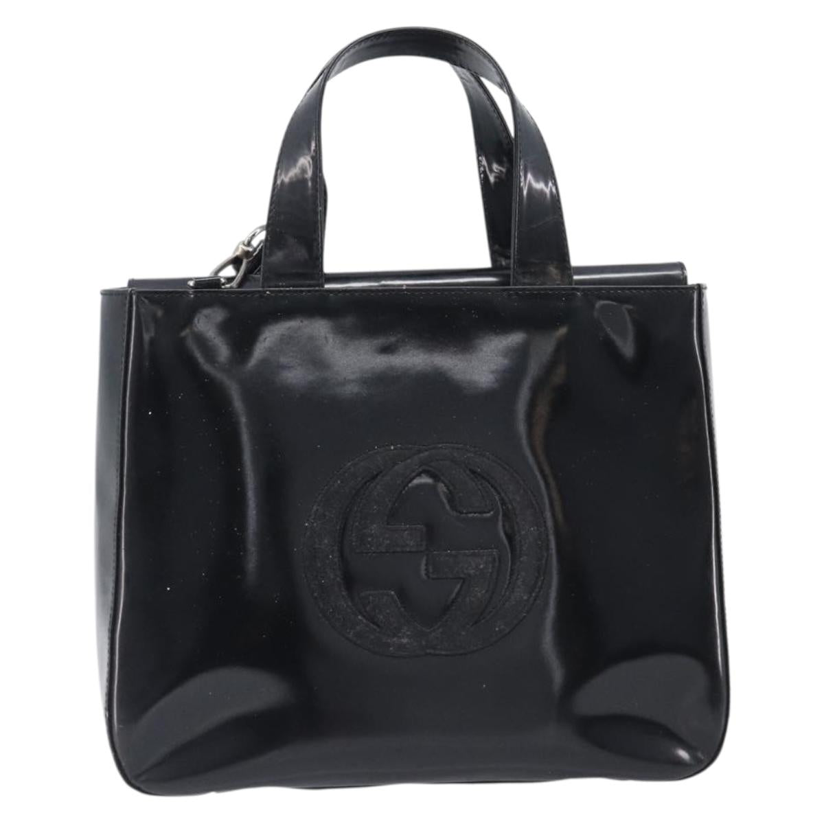 GUCCI Hand Bag Patent Leather 2way Black Silver 000 1013 0504 Auth 201452
