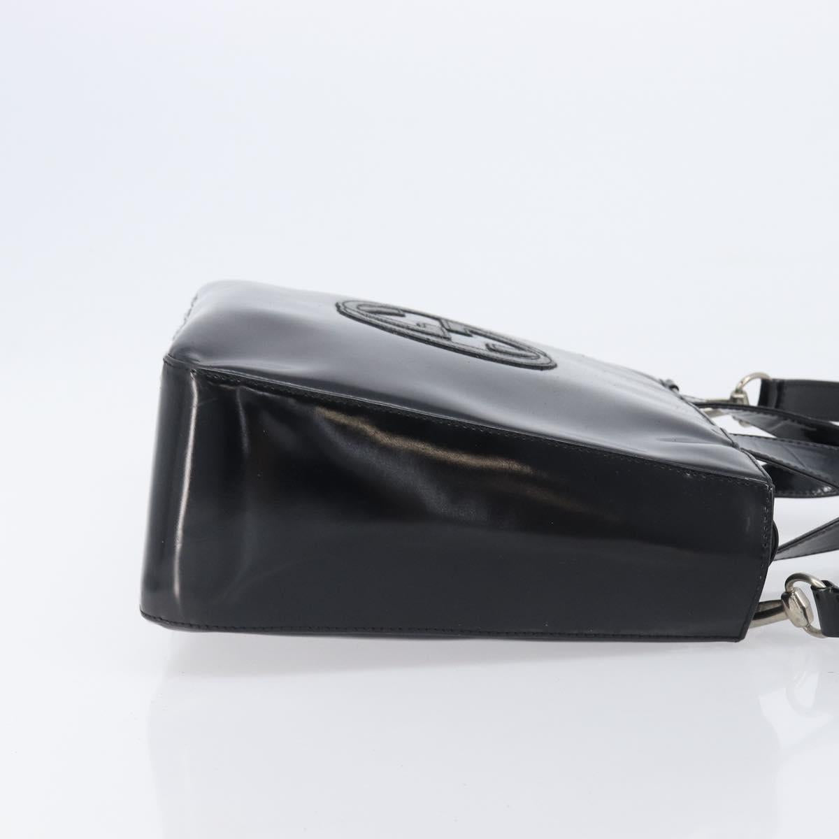 GUCCI Hand Bag Patent Leather 2way Black Silver 000 1013 0504 Auth 201452