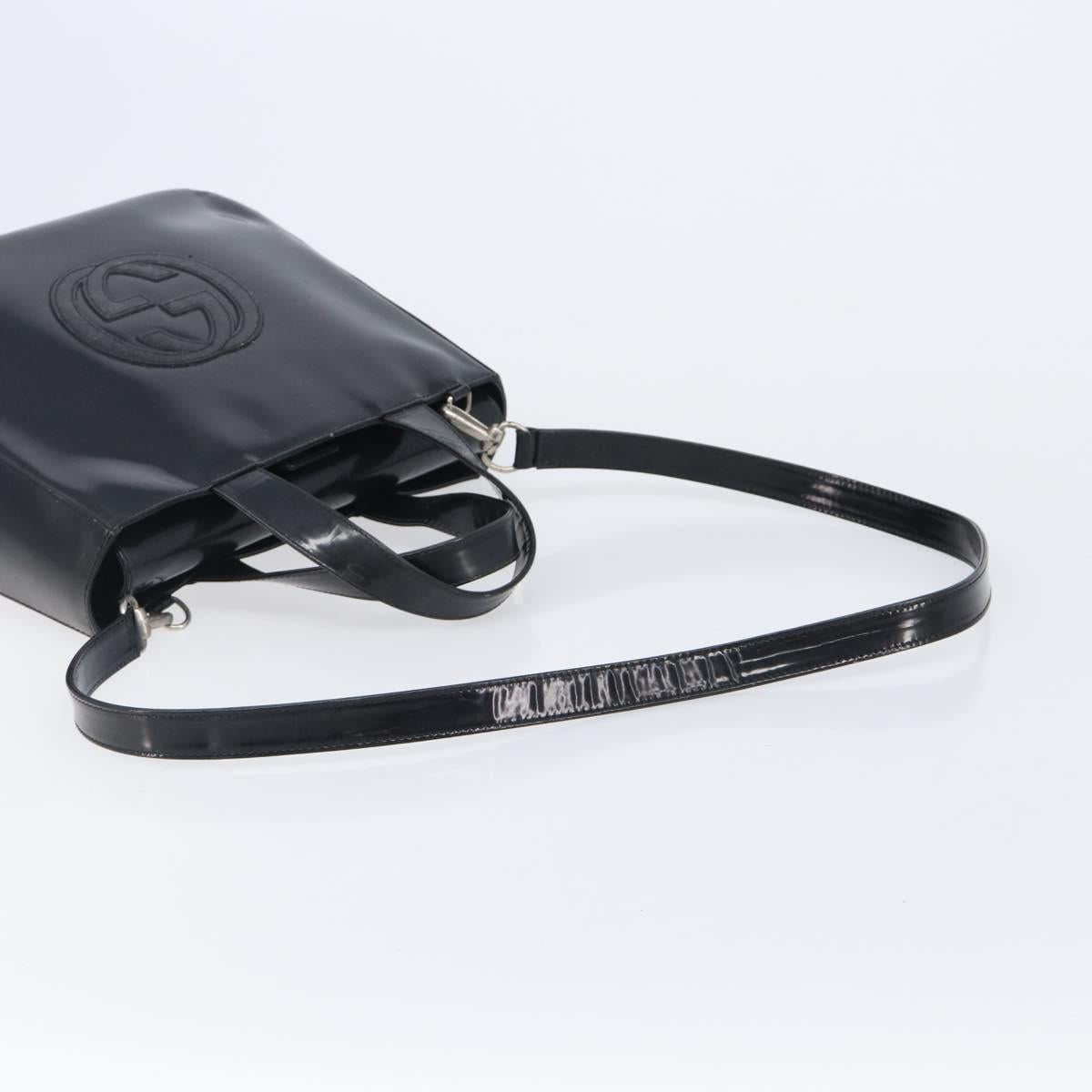 GUCCI Hand Bag Patent Leather 2way Black Silver 000 1013 0504 Auth 201452