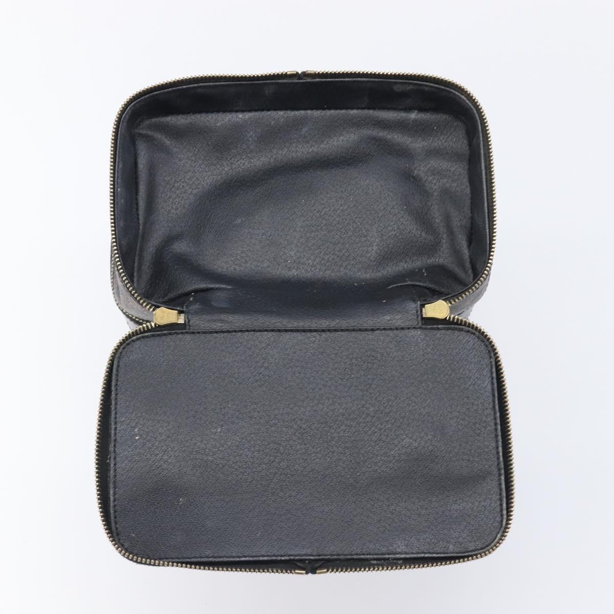 CELINE Macadam Canvas Vanity Hand Bag PVC Leather Black Gold Auth 201453A