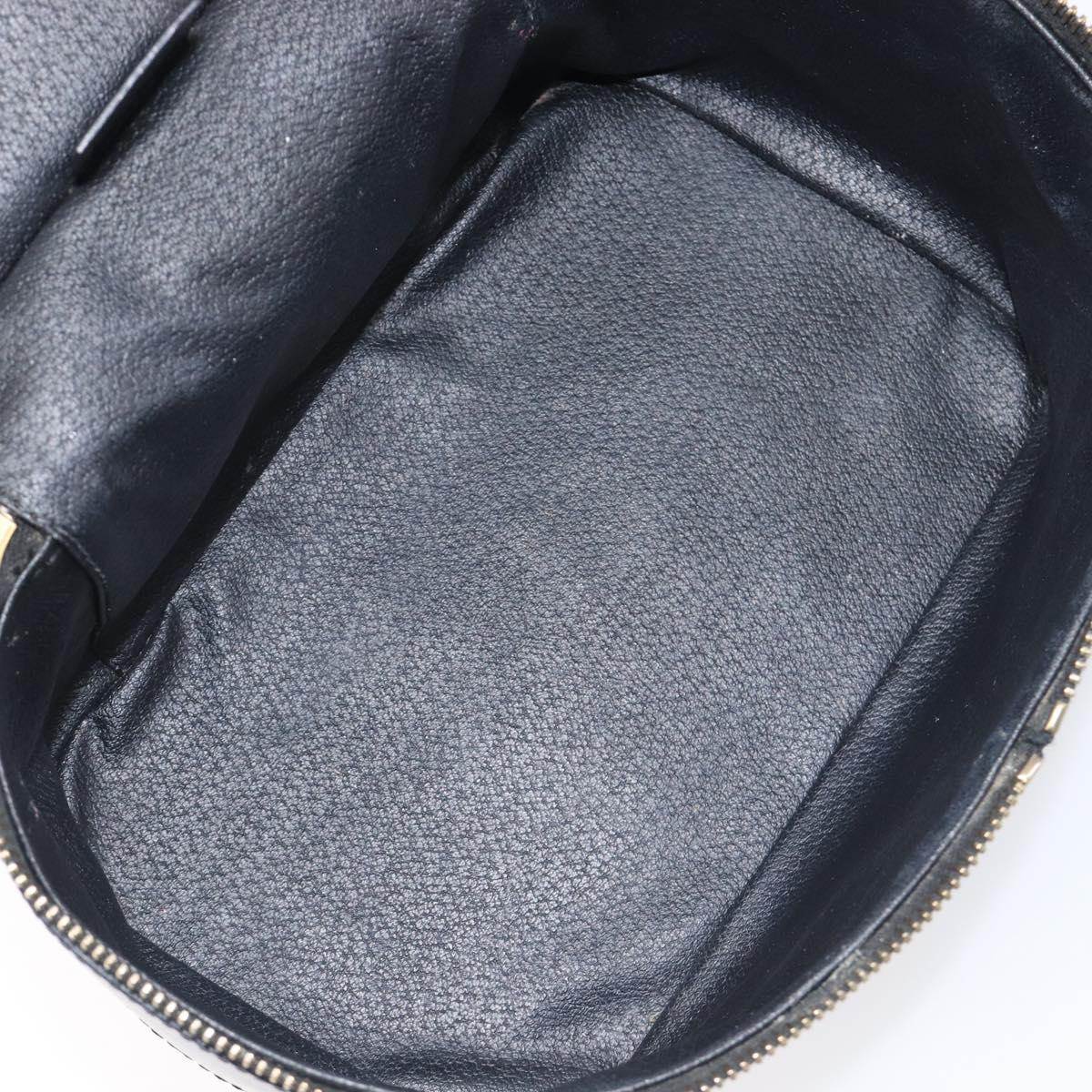 CELINE Macadam Canvas Vanity Hand Bag PVC Leather Black Gold Auth 201453A
