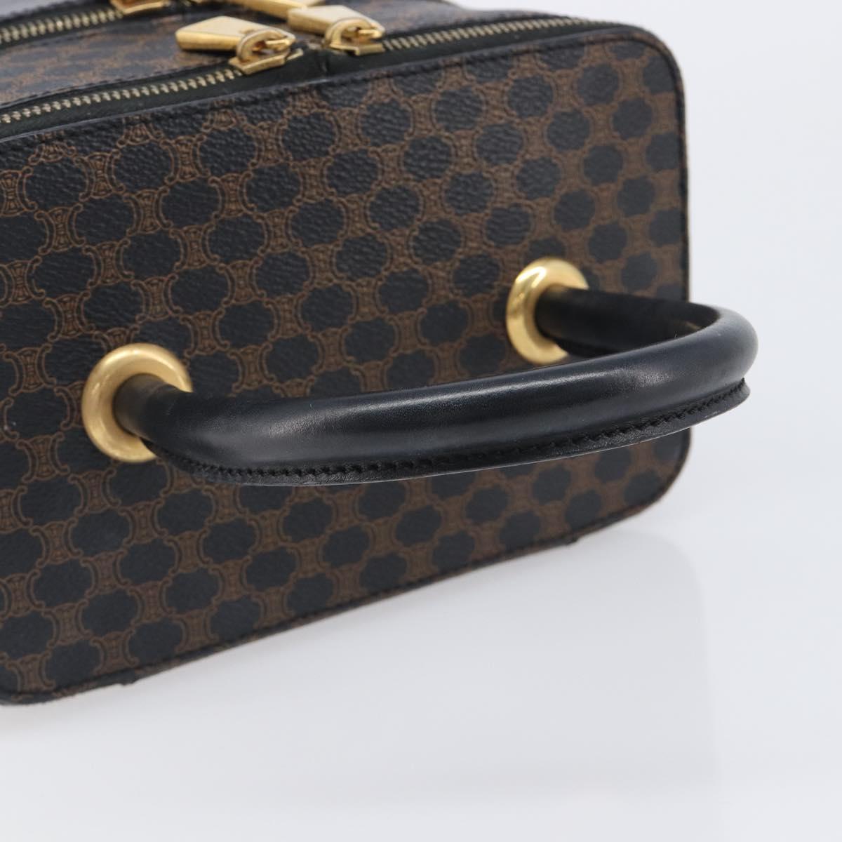 CELINE Macadam Canvas Vanity Hand Bag PVC Leather Black Gold Auth 201453A