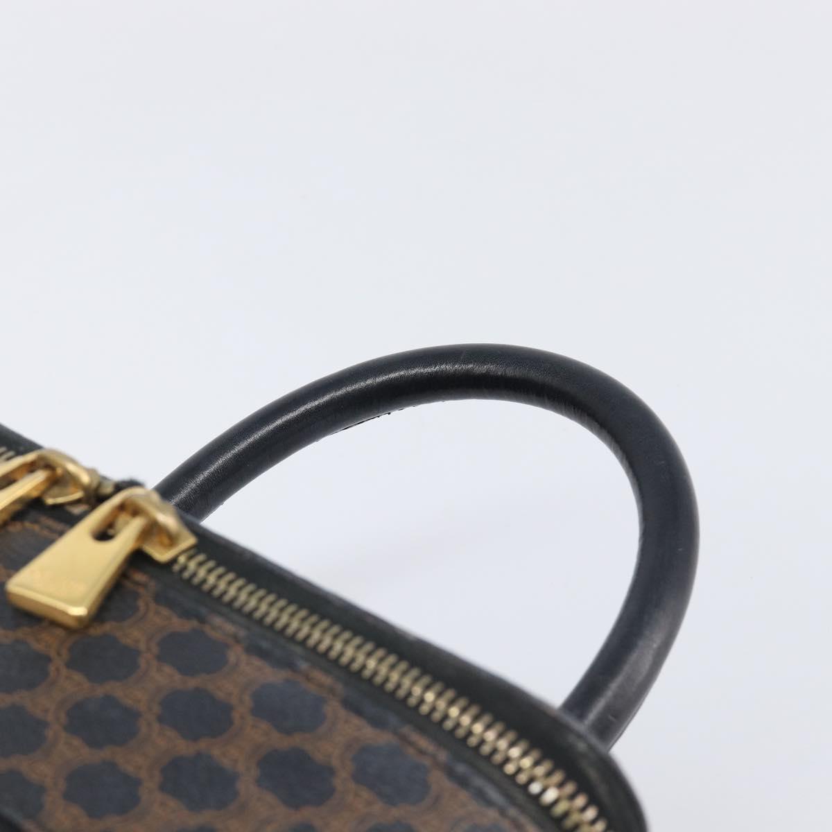CELINE Macadam Canvas Vanity Hand Bag PVC Leather Black Gold Auth 201453A