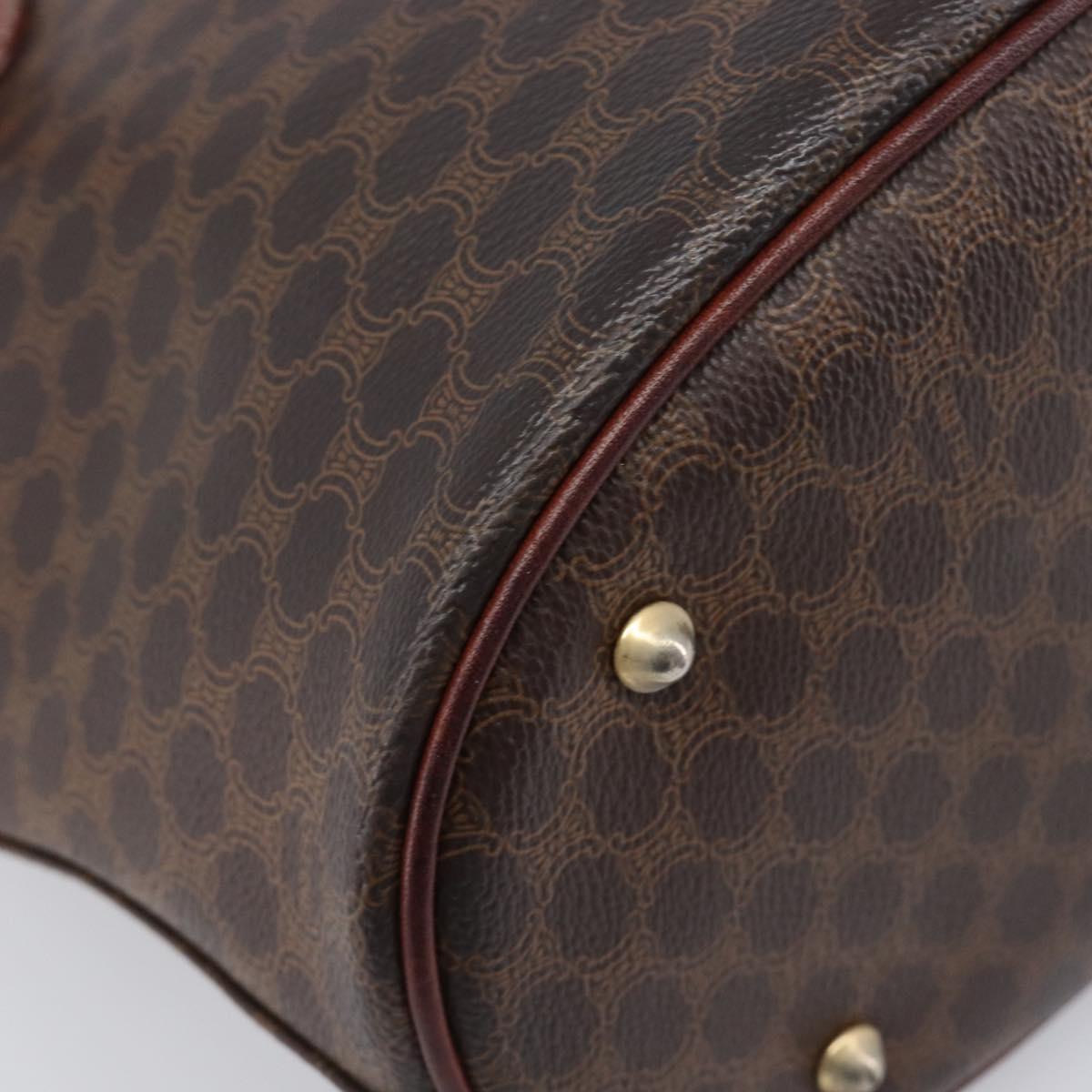 CELINE Macadam Canvas Tote Bag PVC Leather Brown Gold Auth 201454