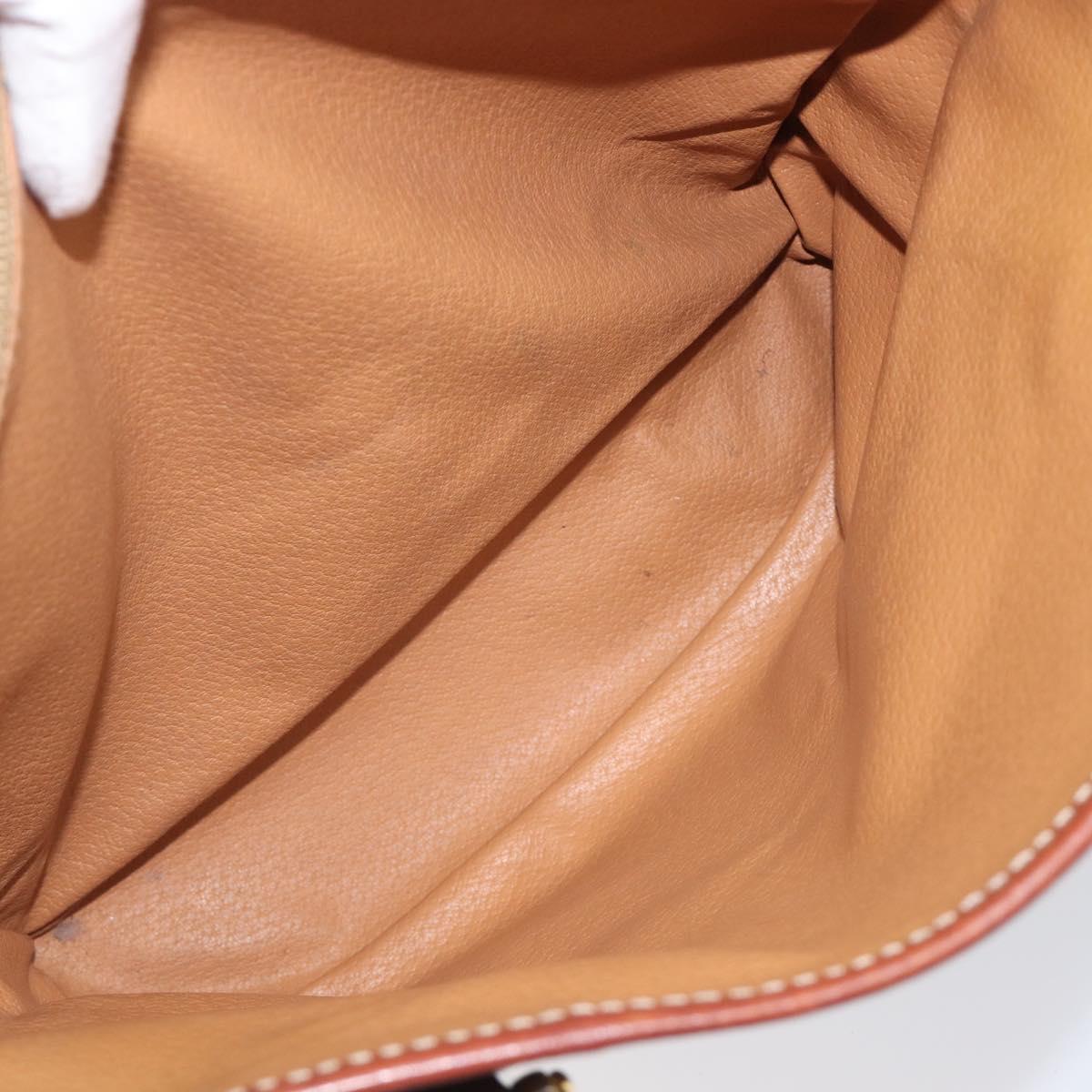 CELINE Macadam Canvas Tote Bag PVC Leather Brown Gold Auth 201454