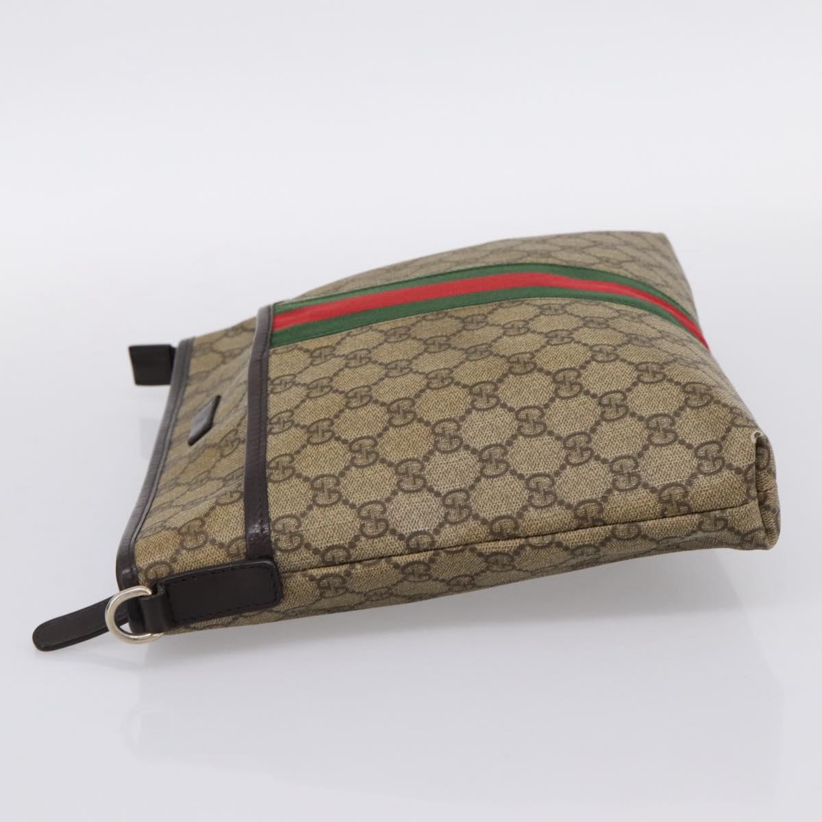 GUCCI GG Supreme Web Sherry Line Bag Outlet Beige Gold 388926 Auth 201457