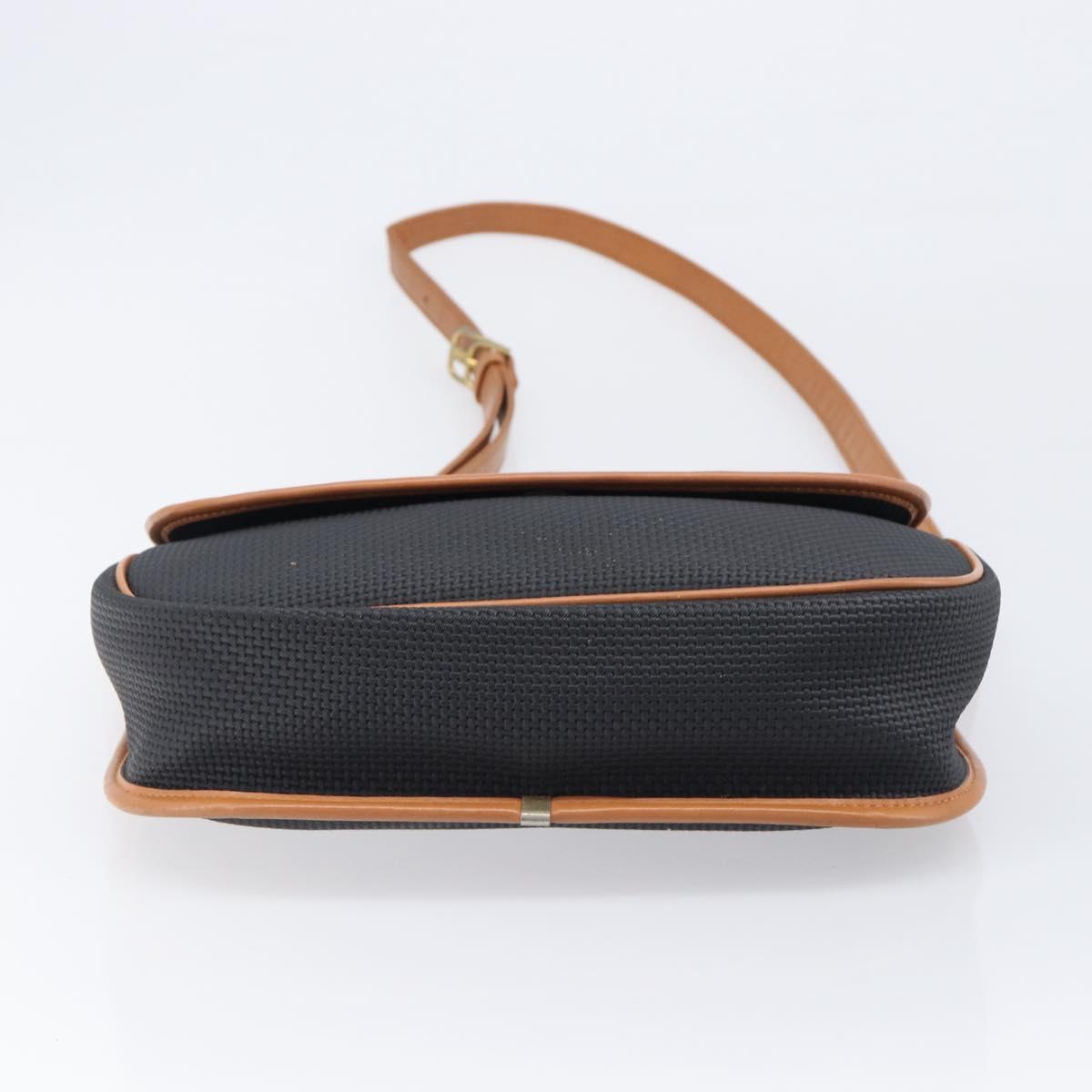 SAINT LAURENT Shoulder Bag PVC Canvas Black Gold Auth 201465