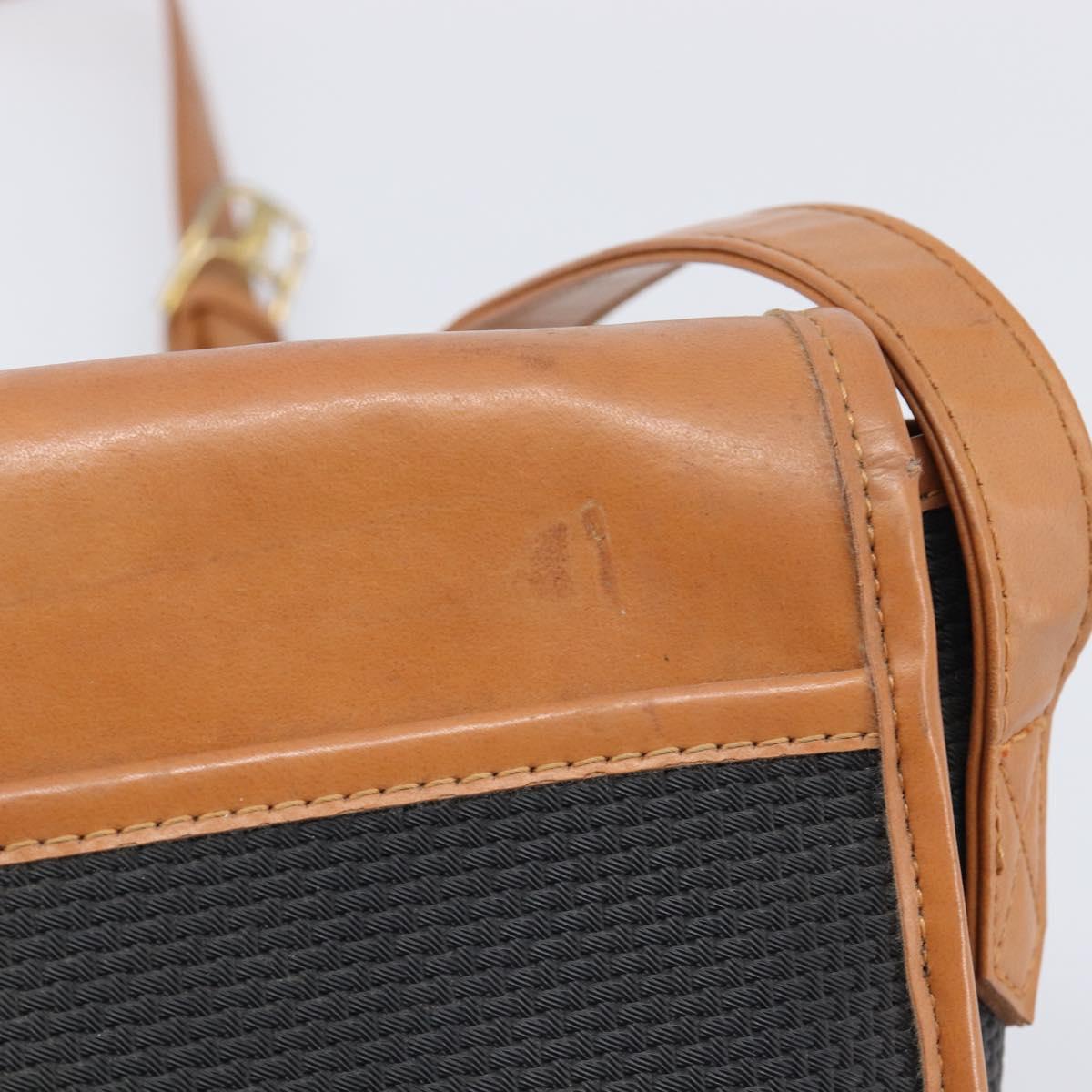 SAINT LAURENT Shoulder Bag PVC Canvas Black Gold Auth 201465