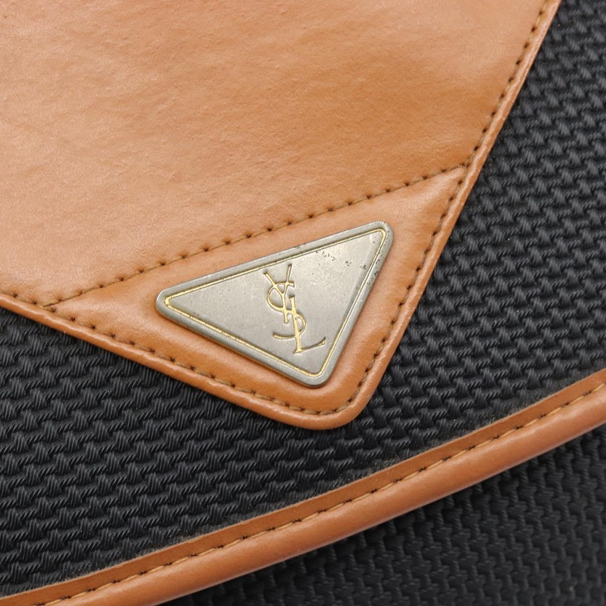 SAINT LAURENT Shoulder Bag PVC Canvas Black Gold Auth 201465