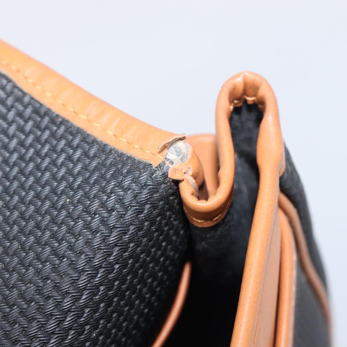 SAINT LAURENT Shoulder Bag PVC Canvas Black Gold Auth 201465