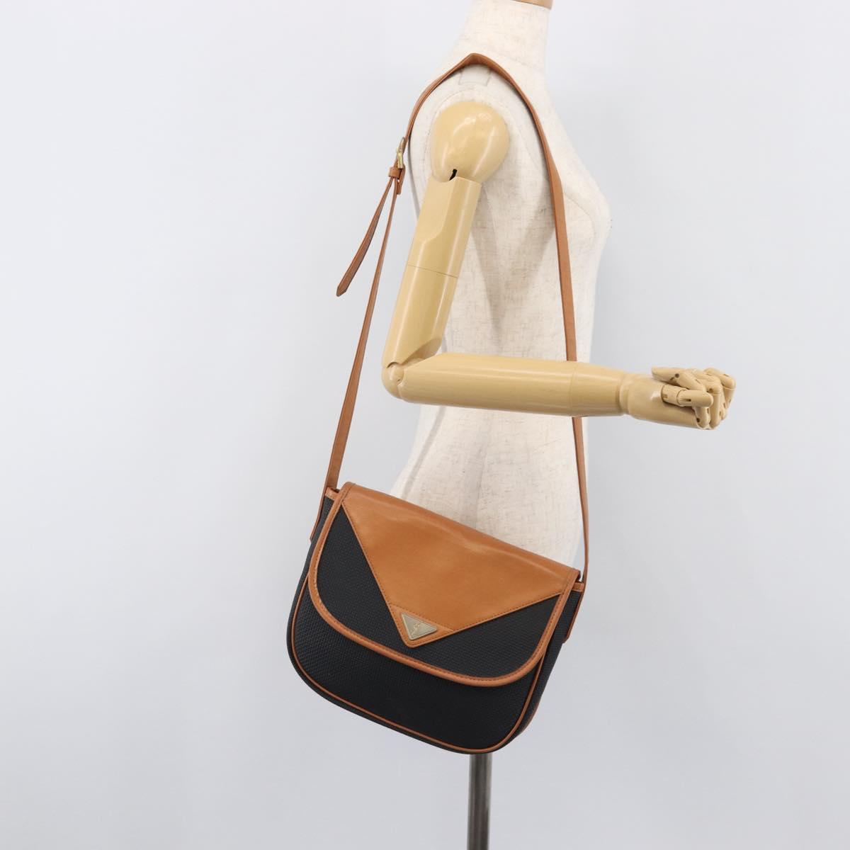 SAINT LAURENT Shoulder Bag PVC Canvas Black Gold Auth 201465