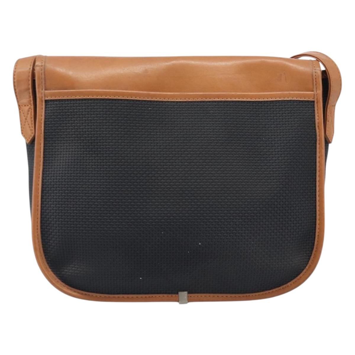 SAINT LAURENT Shoulder Bag PVC Canvas Black Gold Auth 201465