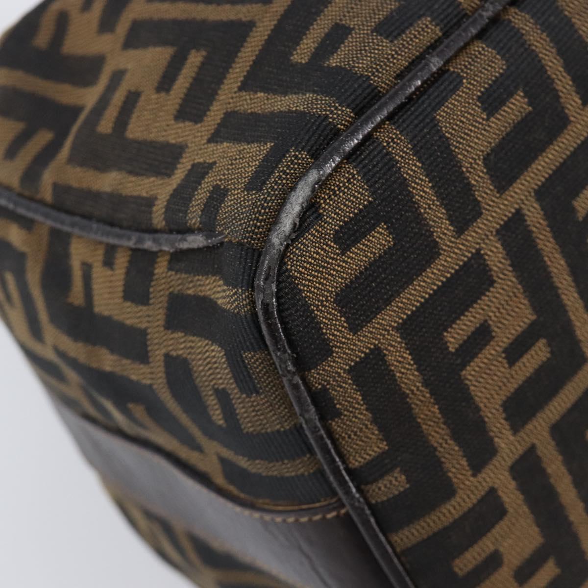 FENDI Zucca Canvas Vanity Hand Bag Black Brown Auth 201467