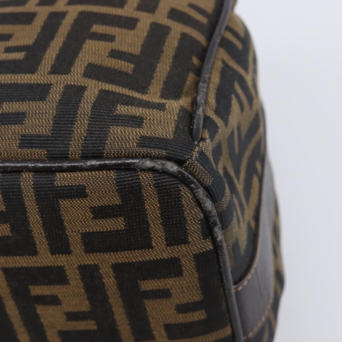 FENDI Zucca Canvas Vanity Hand Bag Black Brown Auth 201467