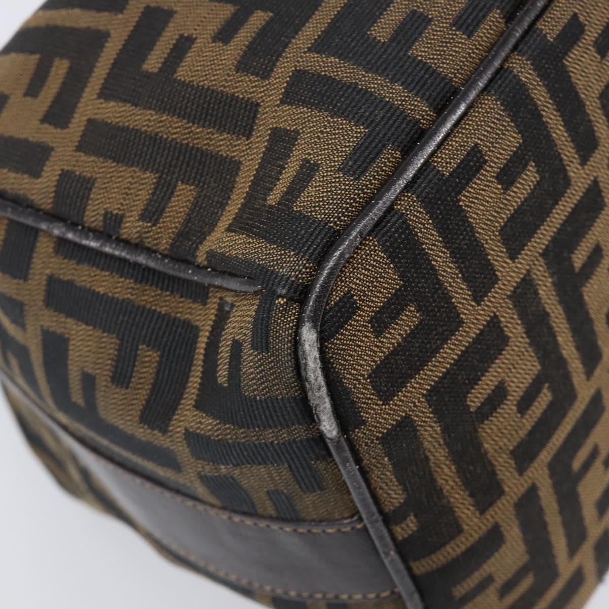 FENDI Zucca Canvas Vanity Hand Bag Black Brown Auth 201467