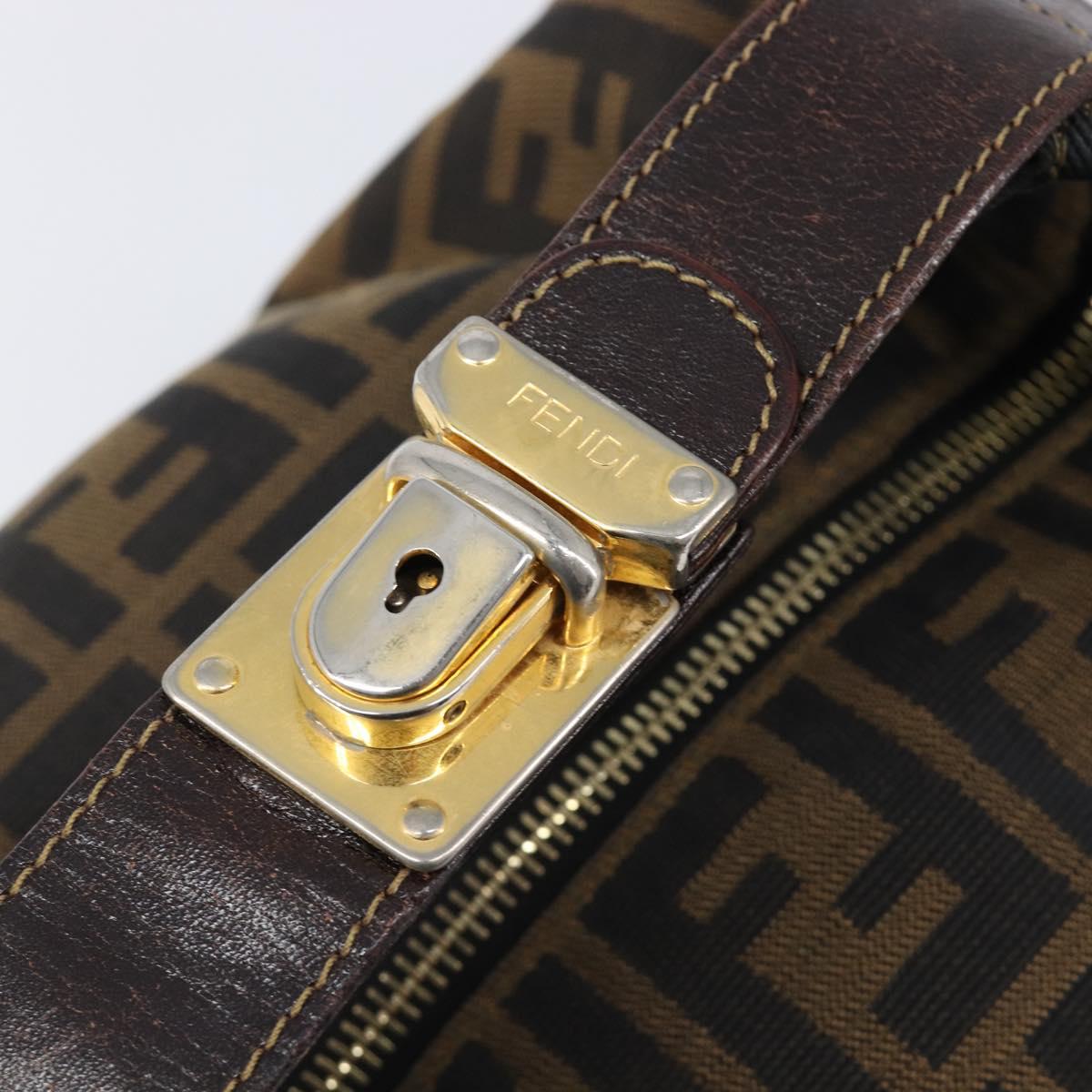 FENDI Zucca Canvas Vanity Hand Bag Black Brown Auth 201467