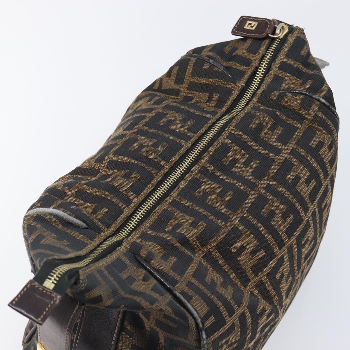 FENDI Zucca Canvas Vanity Hand Bag Black Brown Auth 201467