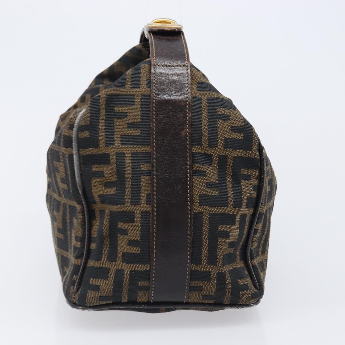 FENDI Zucca Canvas Vanity Hand Bag Black Brown Auth 201467