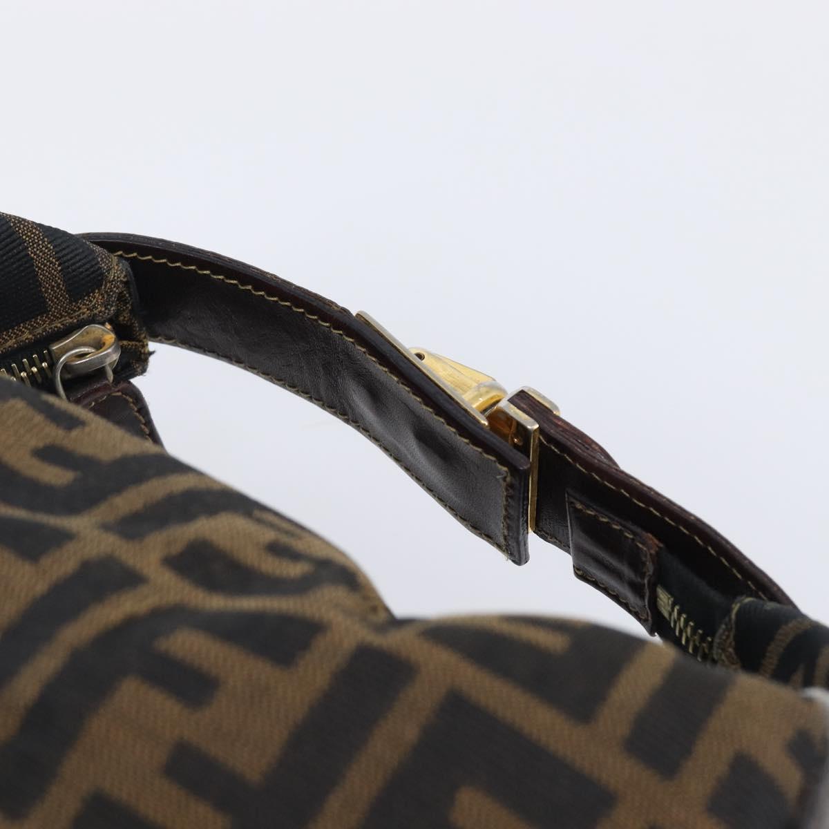 FENDI Zucca Canvas Vanity Hand Bag Black Brown Auth 201467