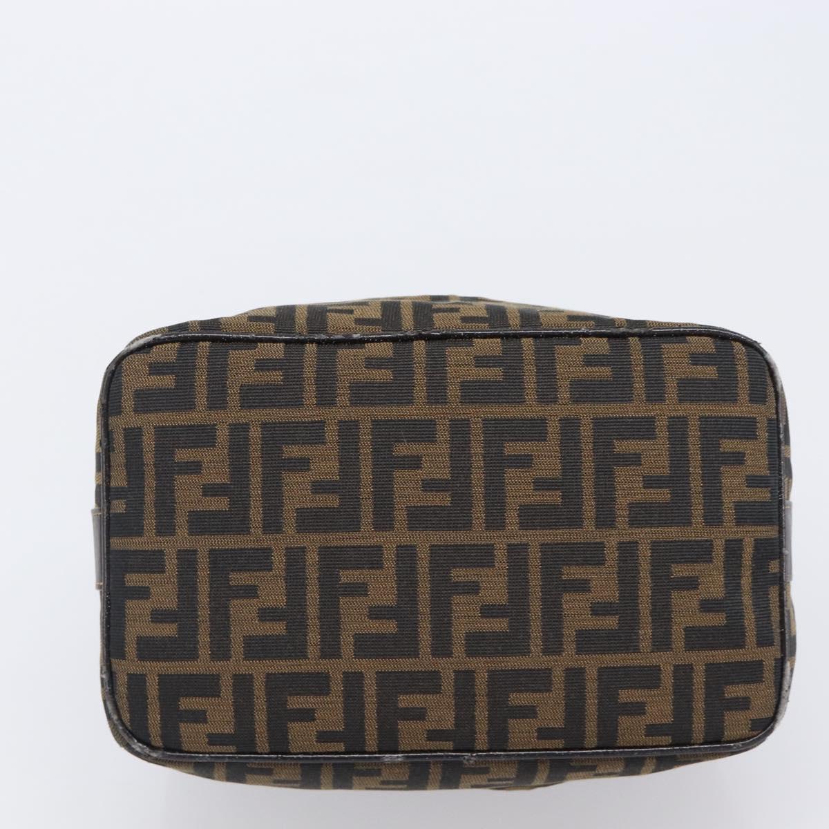 FENDI Zucca Canvas Vanity Hand Bag Black Brown Auth 201467