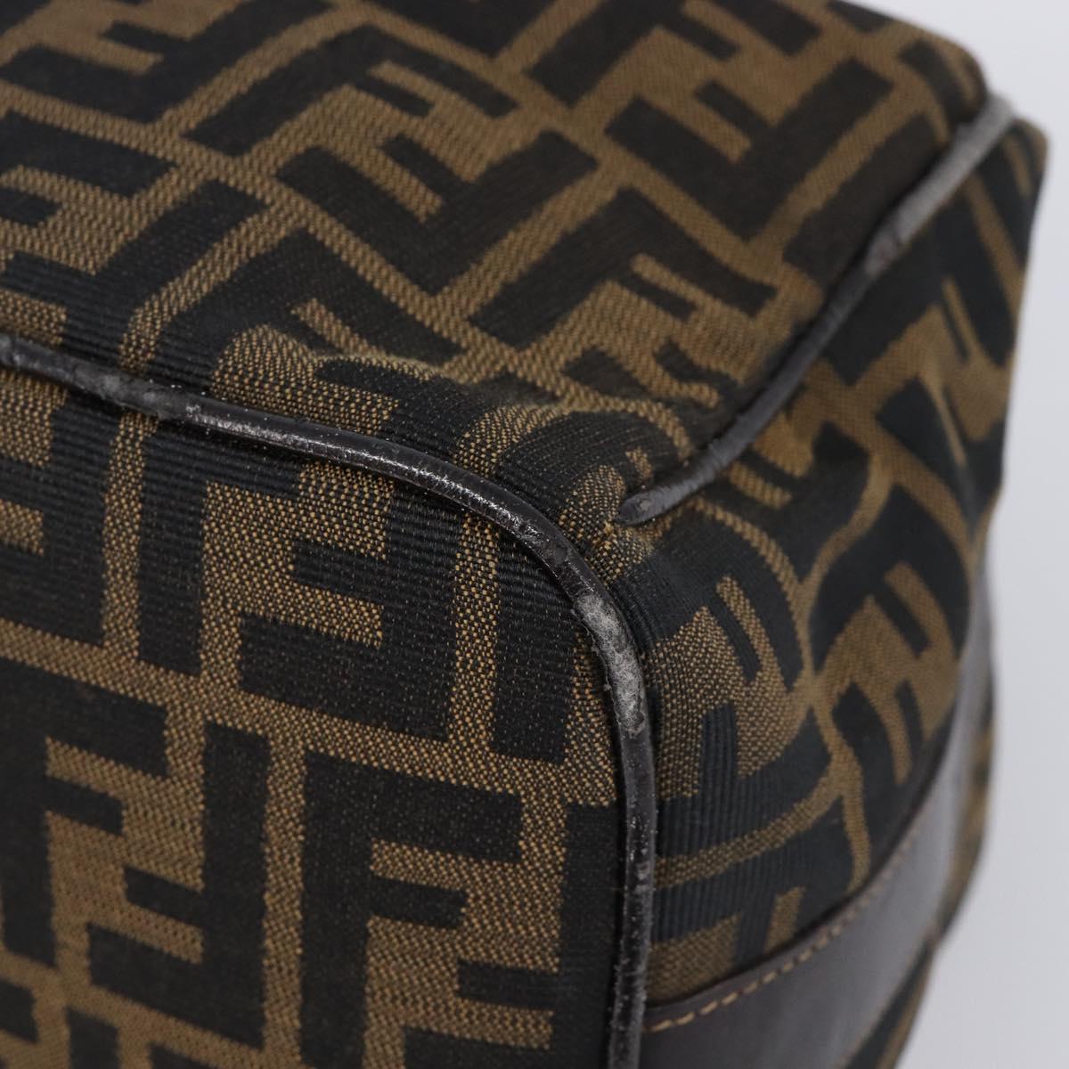 FENDI Zucca Canvas Vanity Hand Bag Black Brown Auth 201467