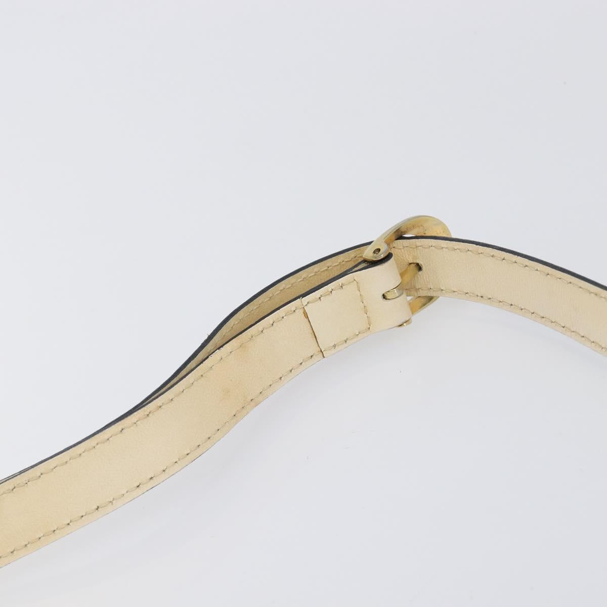 SAINT LAURENT Shoulder Bag Leather Beige Gold Auth 201477