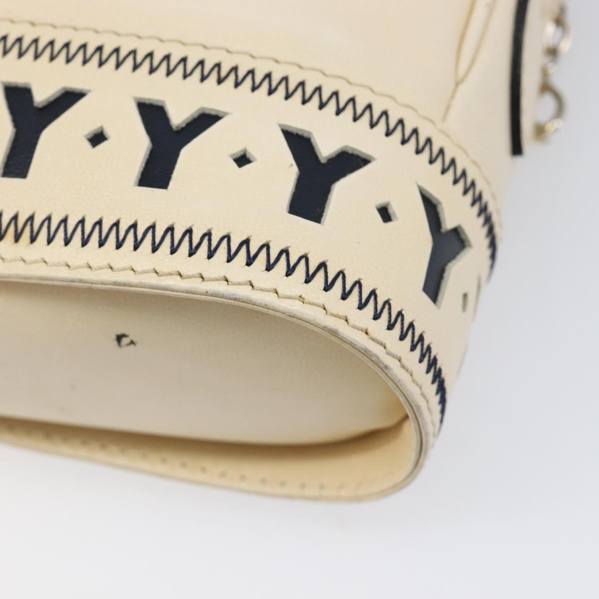 SAINT LAURENT Shoulder Bag Leather Beige Gold Auth 201477