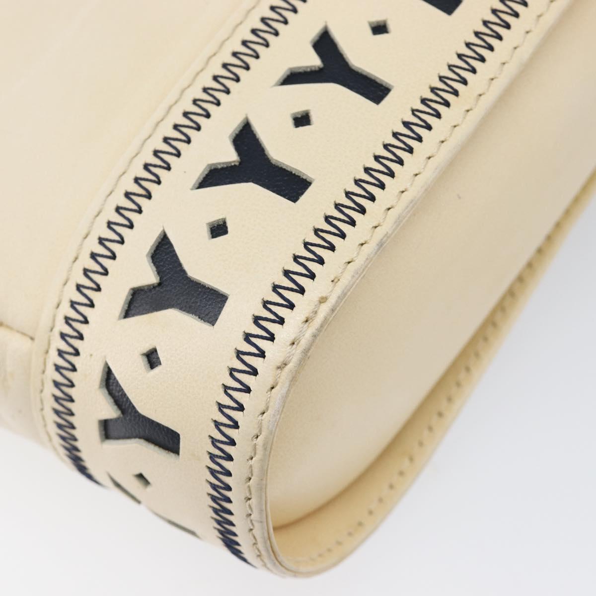 SAINT LAURENT Shoulder Bag Leather Beige Gold Auth 201477