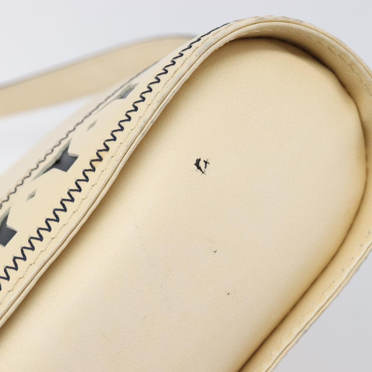 SAINT LAURENT Shoulder Bag Leather Beige Gold Auth 201477