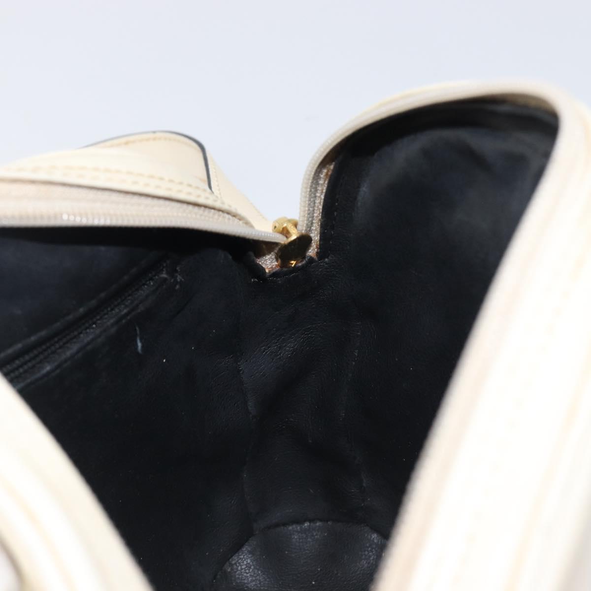 SAINT LAURENT Shoulder Bag Leather Beige Gold Auth 201477